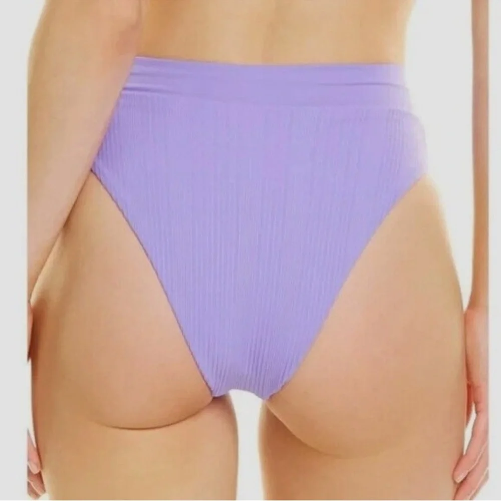 NWT L*Space Court Bikini Bottom Amethyst Purple Ribbed Bitsy Cut Sz XS